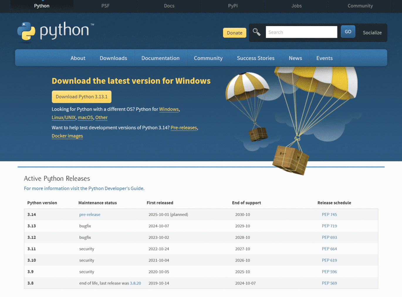 Download the version of Python that matches your operating system.