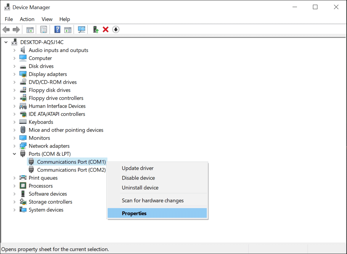 Right-click and select Properties.