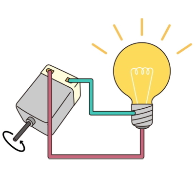 the motor connect to light bulb